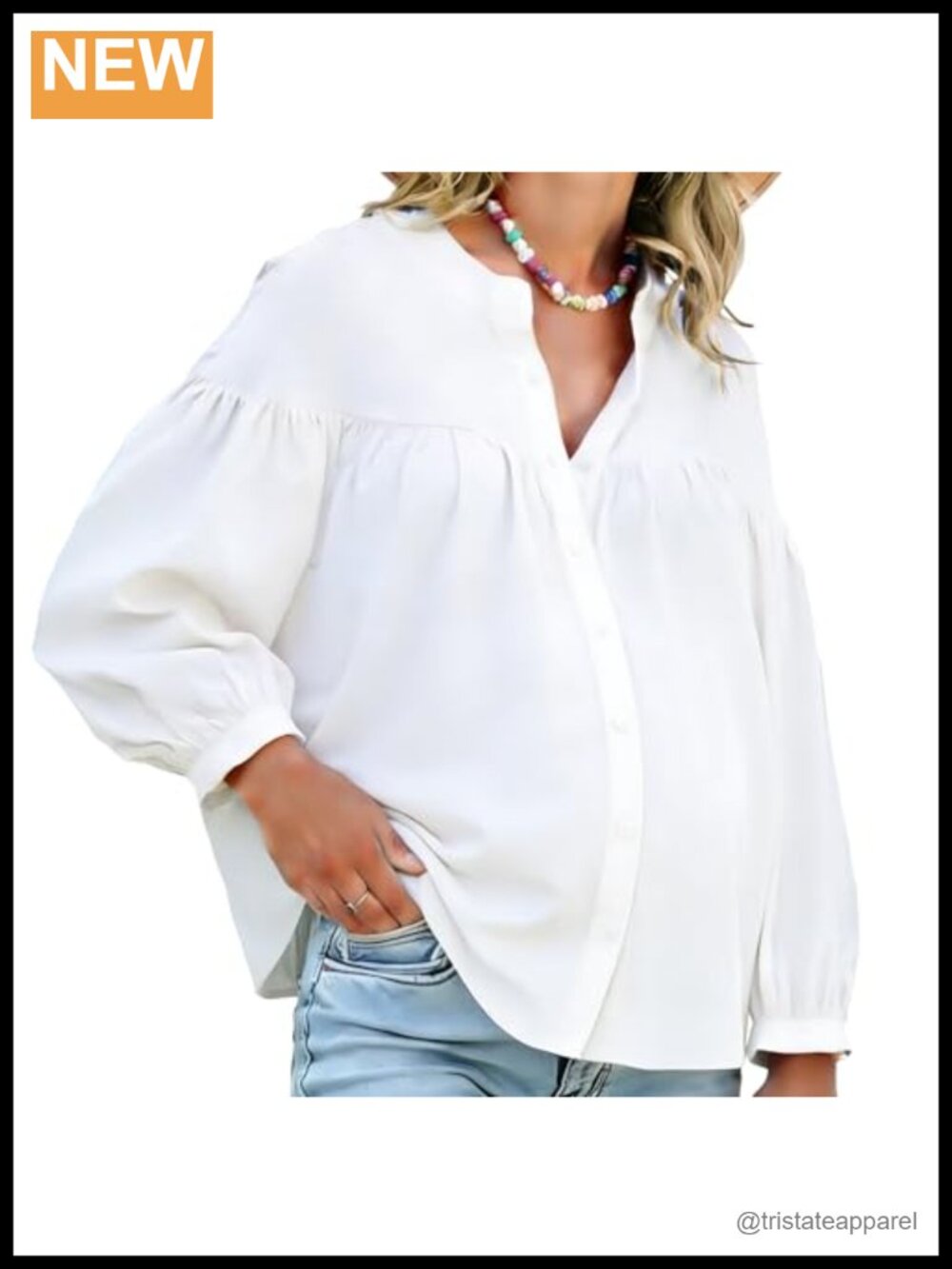 Maternity Button Down Blouse Long Sleeve Cotton Modal Babydoll